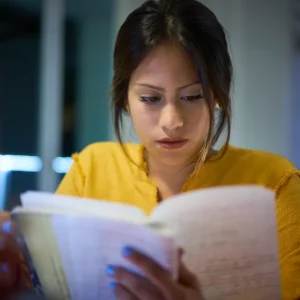 High school student studying human anatomy as preparation for a hygiene assistant career.